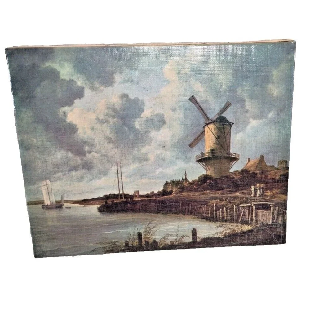 Windmill Les Editions Braun Paris Jr. Van Ruysdael Print Canvas Netherlands 1964